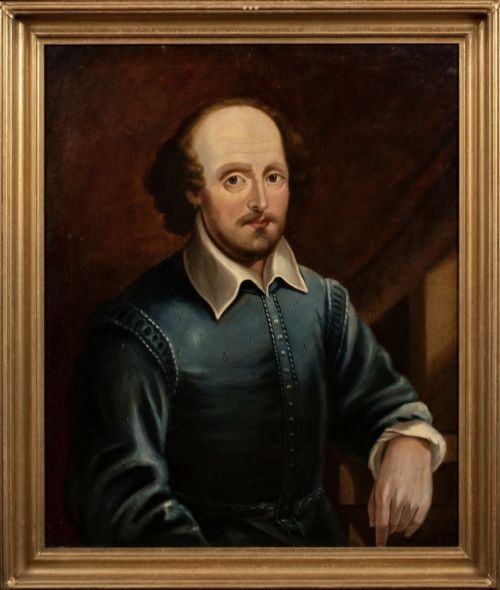 William Shakespeare Playwright Poet Actor 19th Oil Portrait Painting By Thomas Spinks