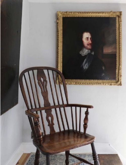 fig 2. A seventeenth-century bust-length oil portrait of King Charles I presented in a carved giltwood frame.