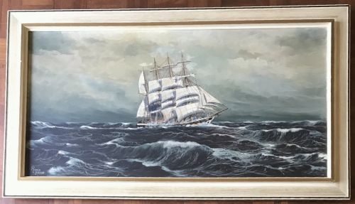 Cutty Sark Oil Painting Sailing Ship Stormy Seas Marine Seascape Pictures