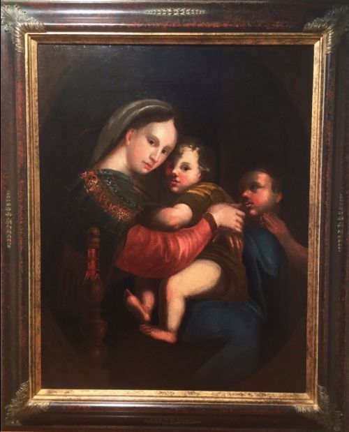 fig 1. 18th Century Madonna & Child After Raphael Religious Oil Portrait Paintings