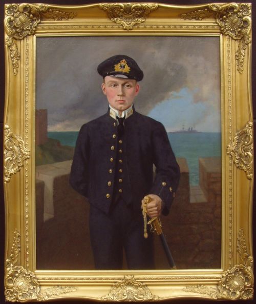 Oil Portrait of Royal Navy Midshipman by Samuel Harry Hancock (1871�1932) Marine Seascape Paintings