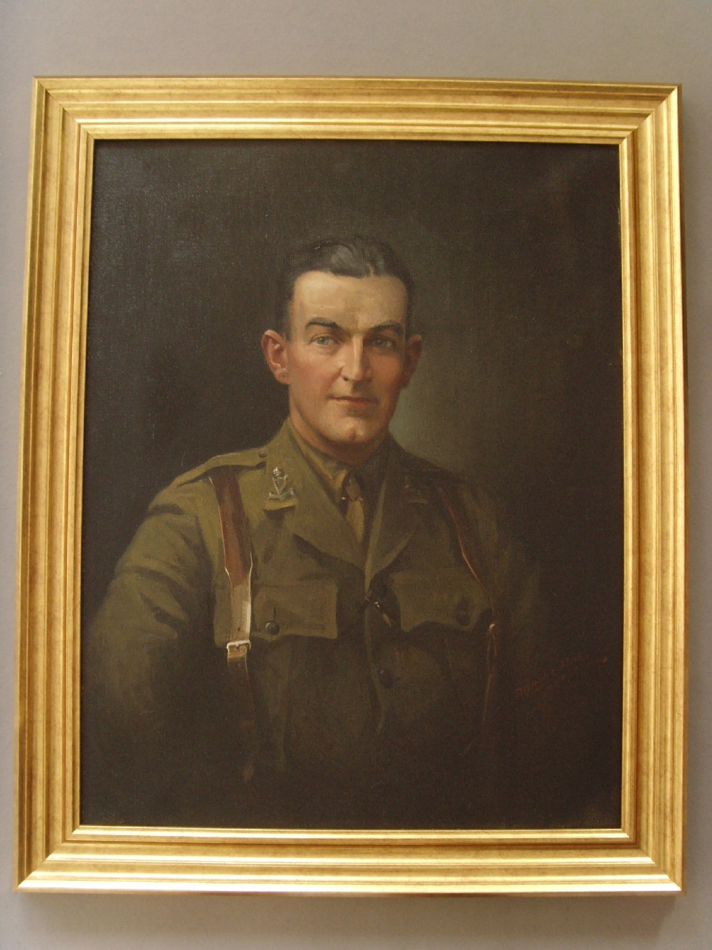 C1919 LARGE MILITARY OIL PORTRAIT PAINTING ARMY OFFICER SIGNED & DATED BY SCOTTISH ARTIST DAVID NICHOLSON INGLES & FRAMED SIZE 43. X. 35. INCHES