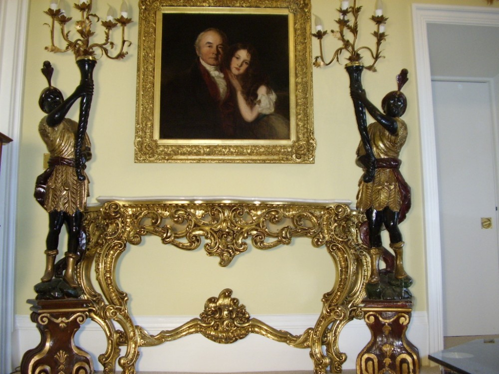 VENETIAN BLACKAMOOR CANDLEARBRA TORCHERES (PAIR) SOLID CARVED & PAINTED WOOD EACH REWIRED 
