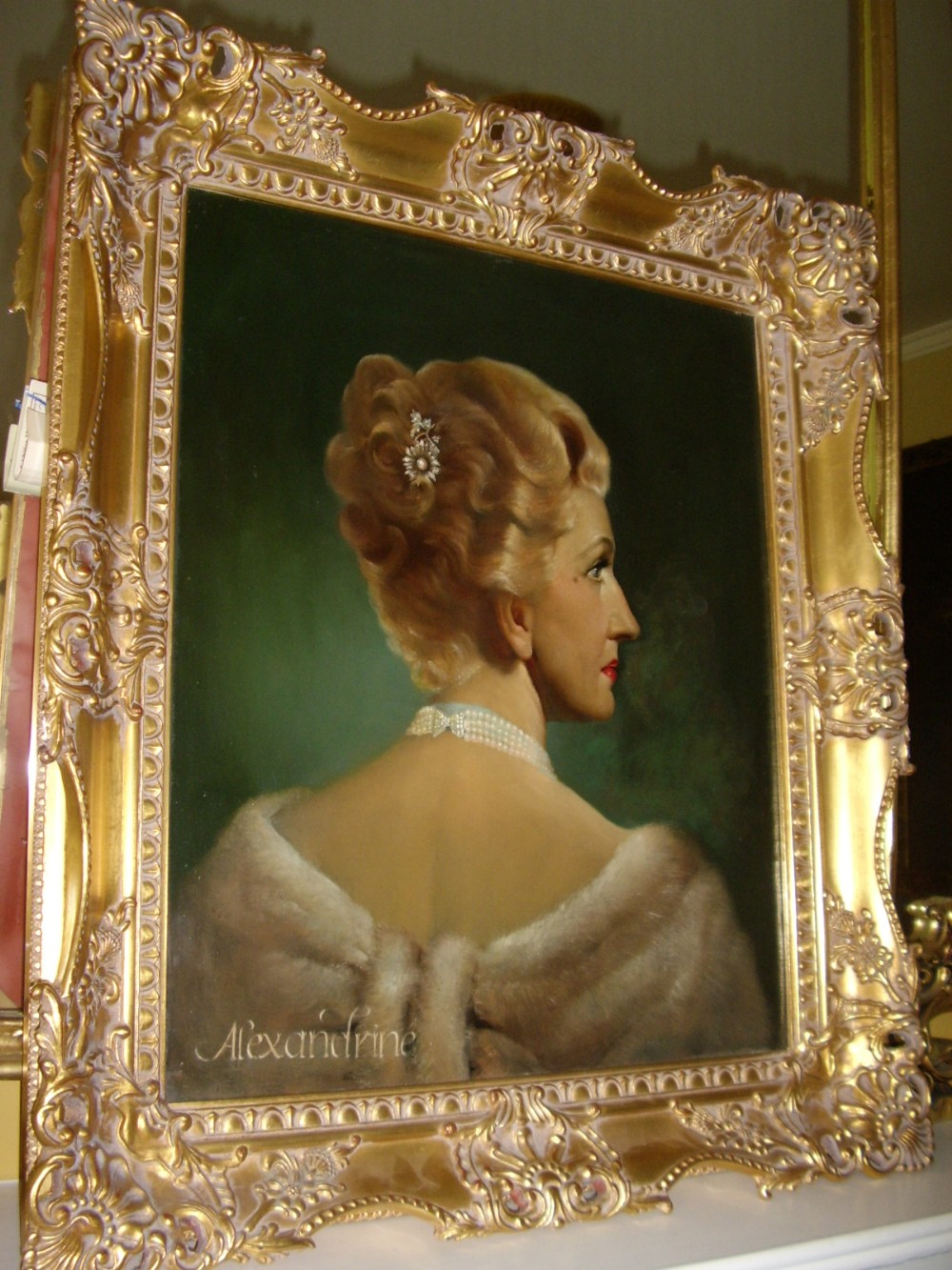 OIL PORTRAIT OF A LADY TITLED ALEXANDRINE BY VICTORIA SWAIN FRAME 27 X 31 INCHES