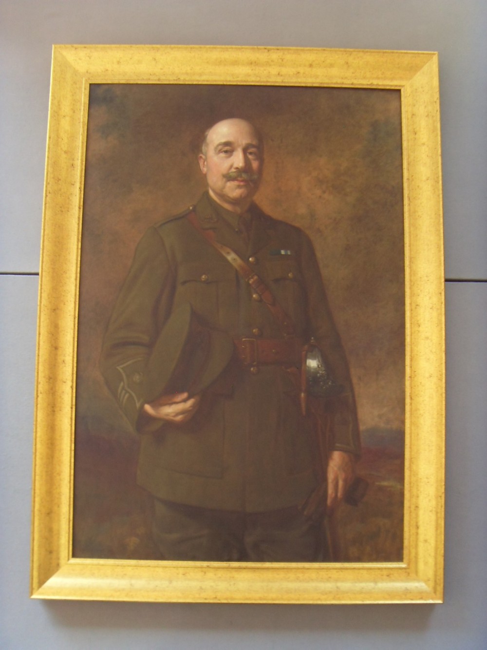 WW1 Military Oil Portrait Painting of Army Major Warwickshire Yeomanry Regiment By Artist J.Bernard Munns ( 57 X 41 Inches )