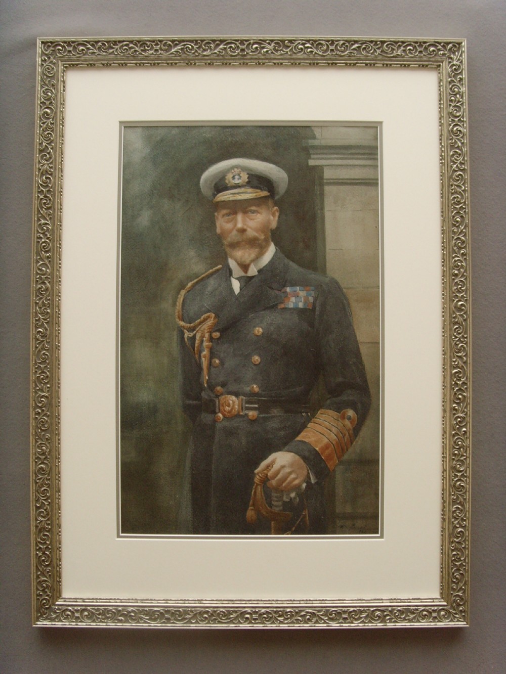 RARE WATERCOLOURS KING GEORGE V  & QUEEN MARY C1924 PORTRAIT PAINTINGS  BY ROYAL COMMISSION
