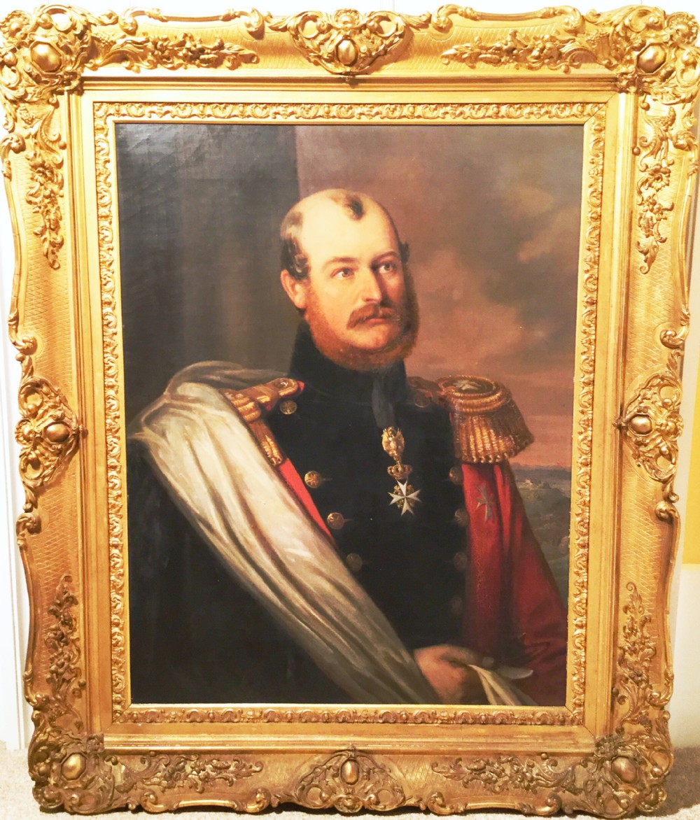 Oil Portrait of Prince Constantine  of Waldburg-Zeil Trauchburg of Germany c1846.German Military Paintings,Decorated Officer Portrait Medals Uniform Gold Epaulettes Military Cross