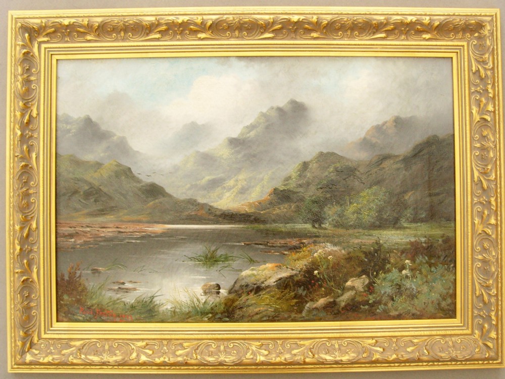 Landscape Oil Painting of Loch Awe Scotland By Paul Fenton C1903 River Mountains & Lake