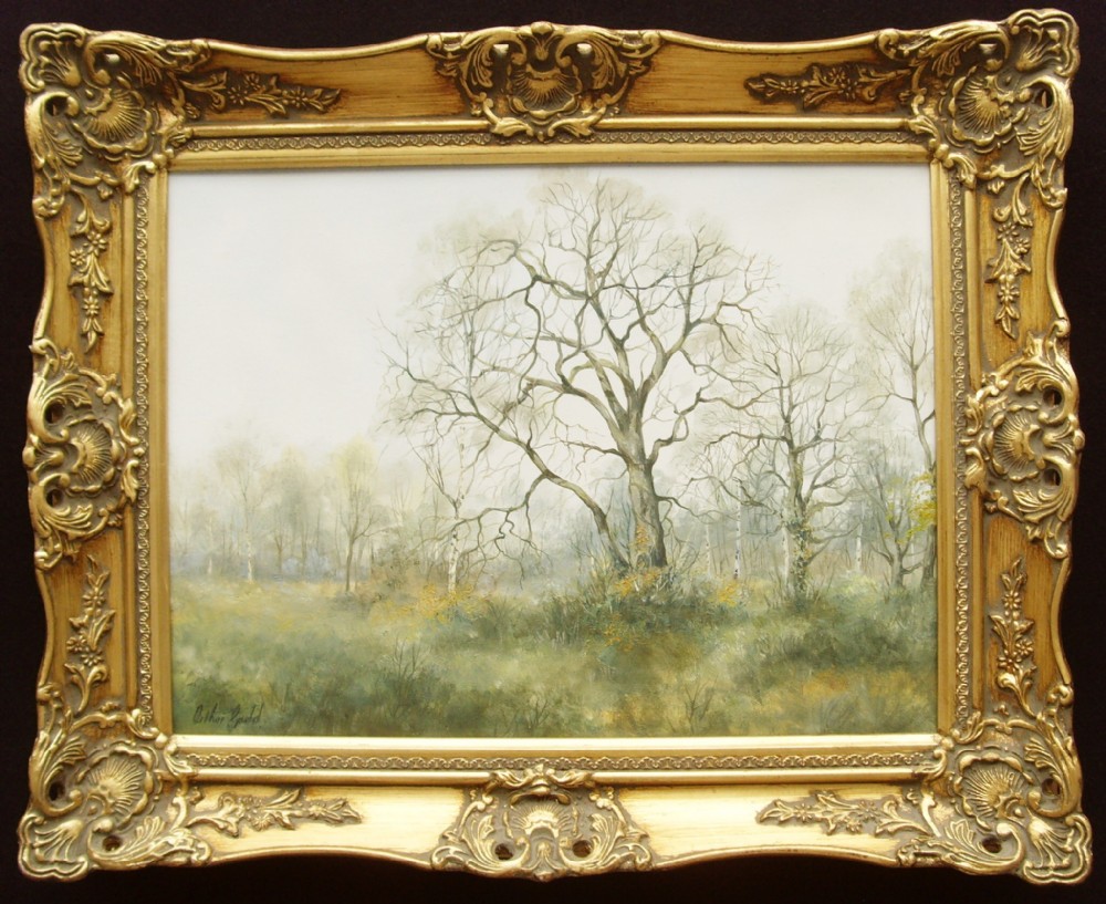 February Landscape Oil Painting of Trees 