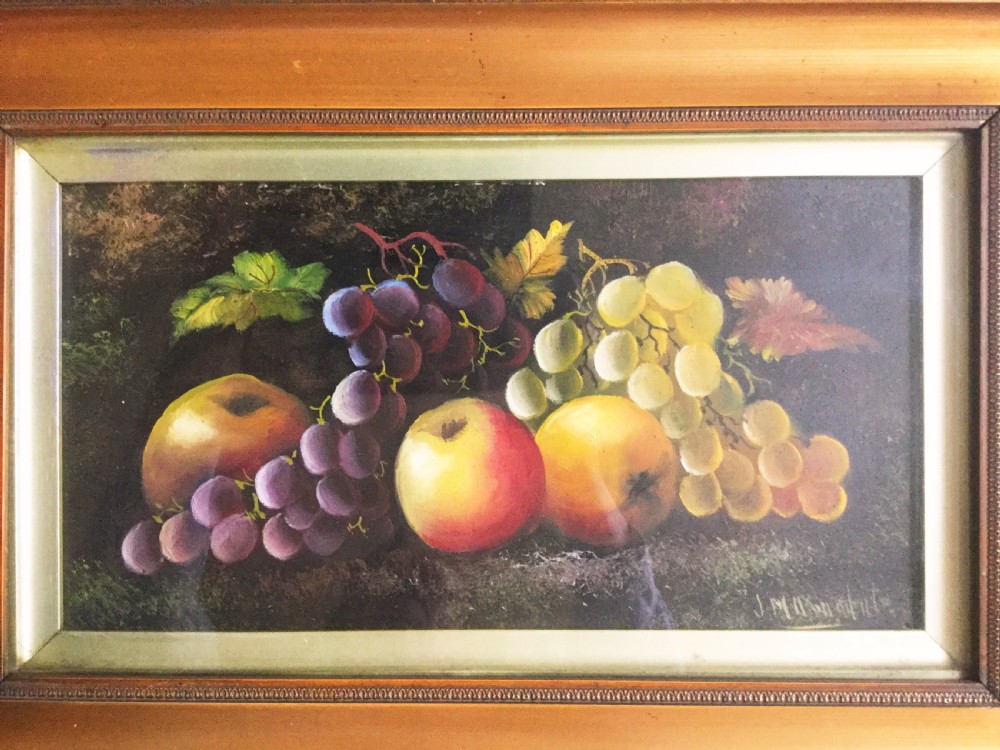 Fine Antique Art Edwardian Still Life Fruit Oil Paintings on Board Under Glass Signed J.M.Arundele Pictures Of Fruit Gilt Frames View III