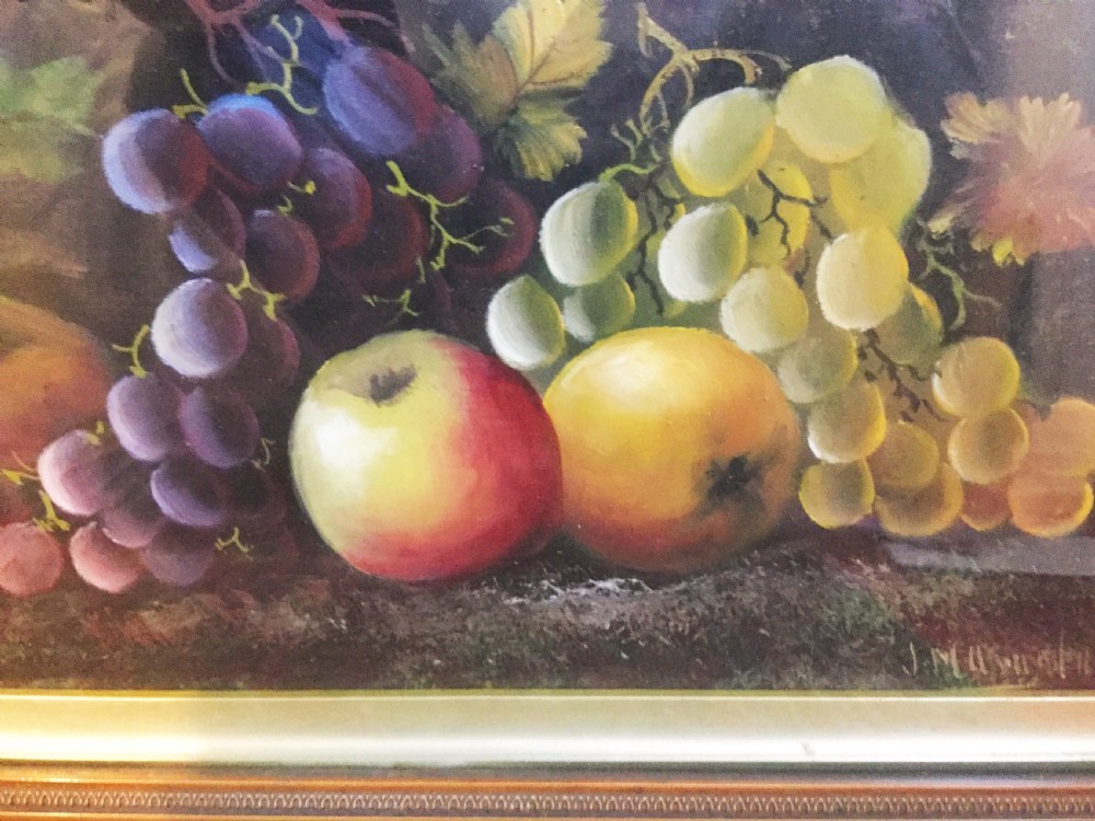 Fine Antique Art Edwardian Still Life Fruit Oil Paintings on Board Under Glass Signed J.M.Arundele Pictures Of Fruit Gilt Frames View IV