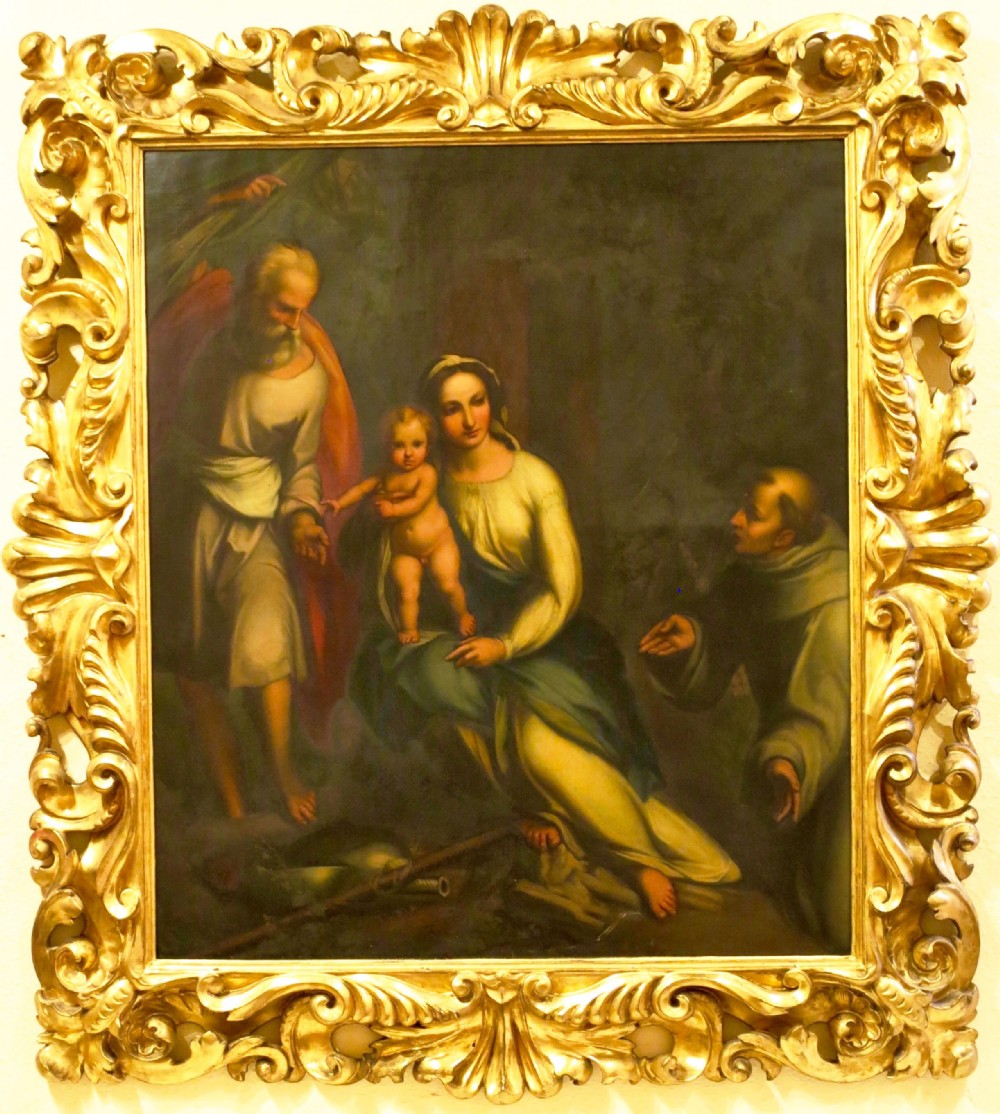 Large 18thc Correggio Oil Art Titled Rest on the Flight into Egypt After Antonio Allegri Da Correggio (1489-1534 Fine 18thc Antique Oil Portrait Paintings On Canvas