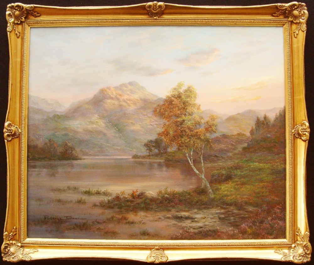 Scottish Loch & Mountains At Sunset By Prudence Turner.Landscape Oil Painting On Canvas