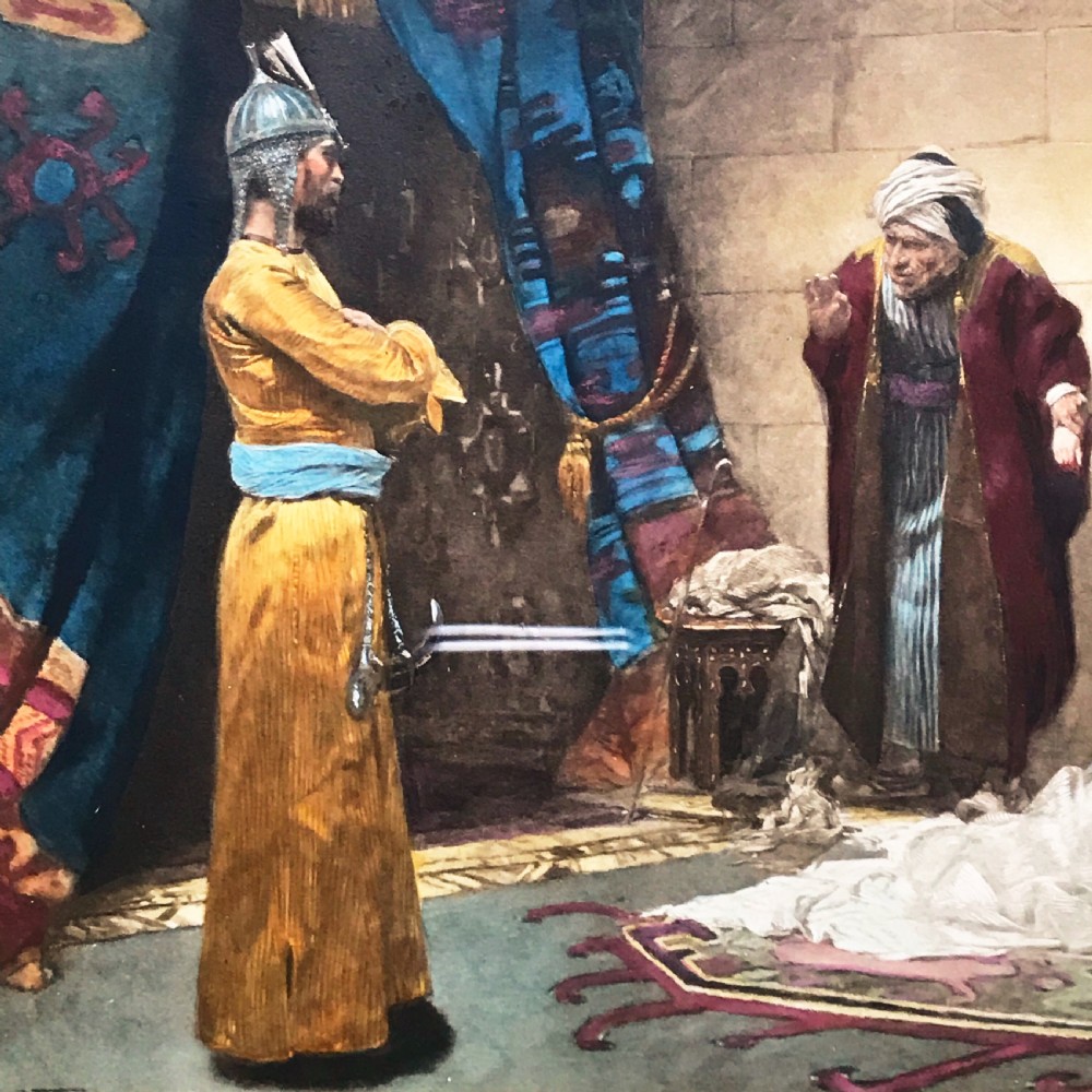 Victorian Hand-Coloured Lithograph Painting Titled The Slave Sale After Oil Painting By Frederick Vezin (1859-1942) View III