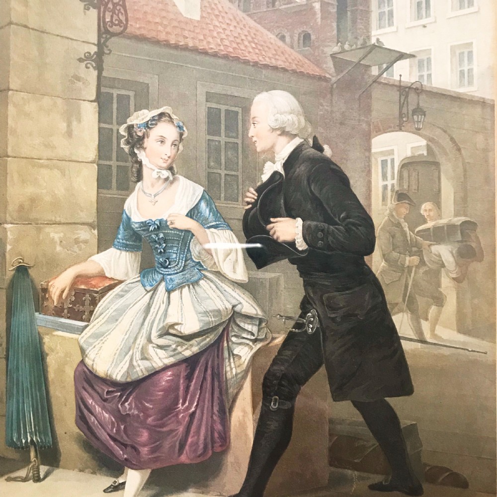 19thc Lithograph Portrait of Gentleman & Lady After Original Watercolour Painting View IV
