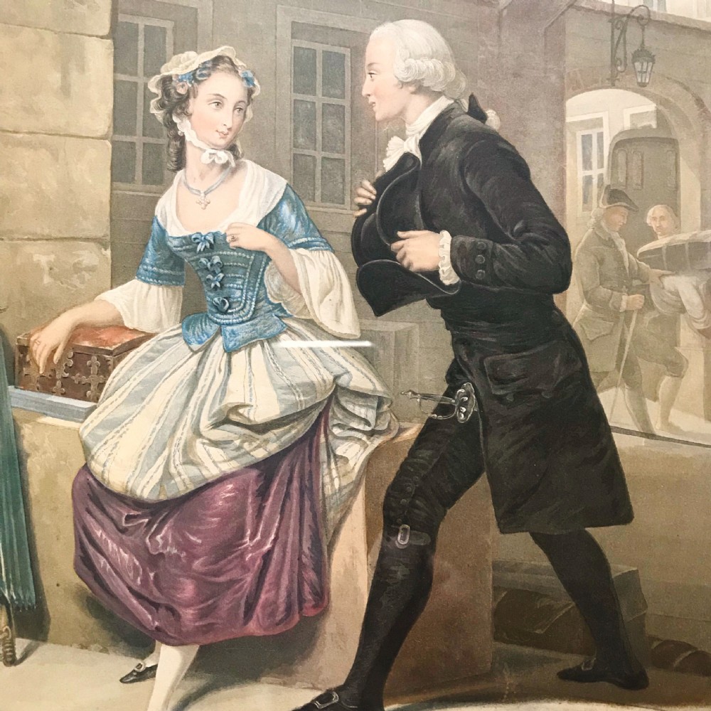 19thc Lithograph Portrait of Gentleman & Lady After Original Watercolour Painting View V