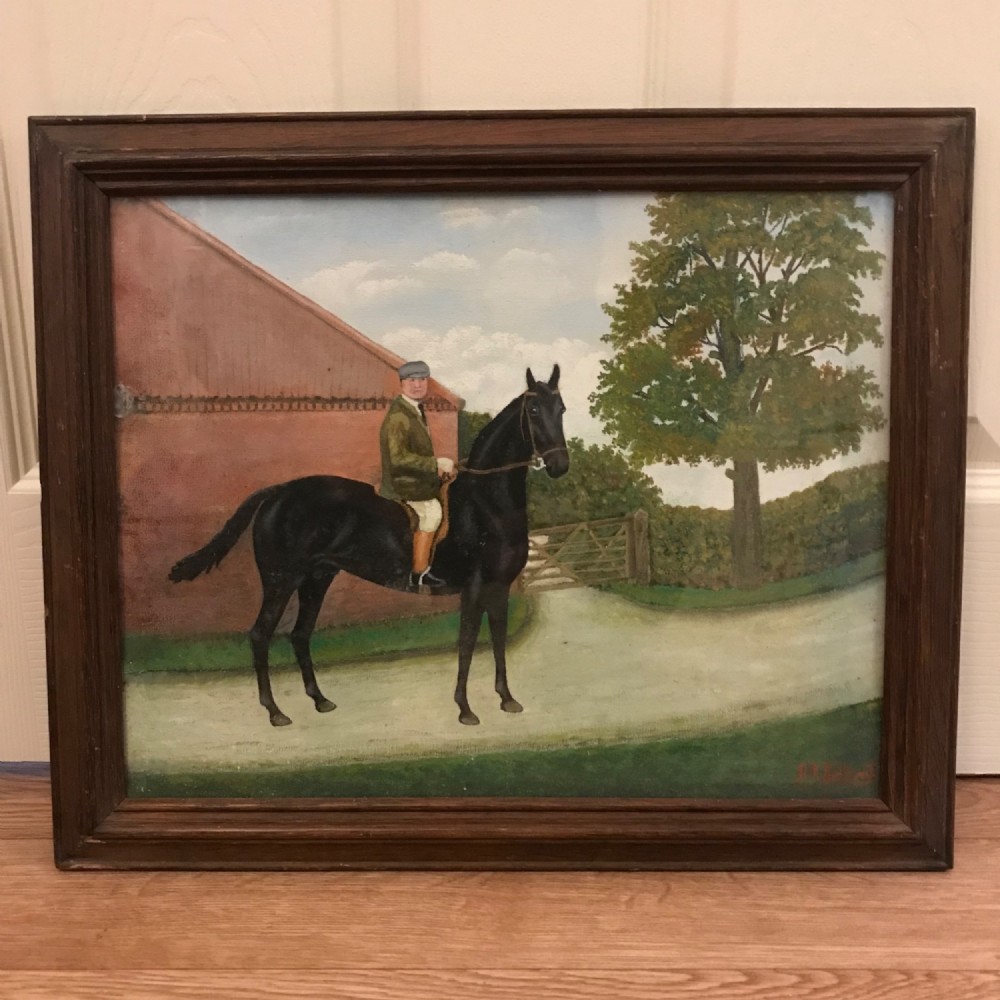 Portrait Painting Of A Chestnut Bay Hunter In A Landscape