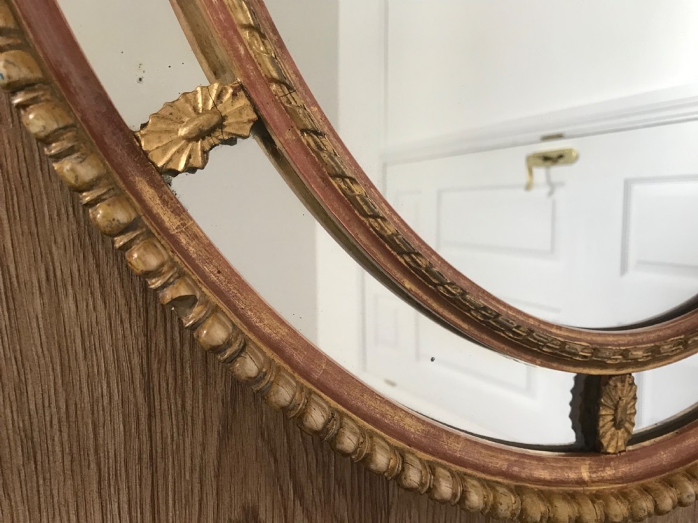 Oval Mirror Late Victorian Decorative Sectional Gilt Gesso Frame With Patera Flower Rosettes And Gadrooned Edging View VI