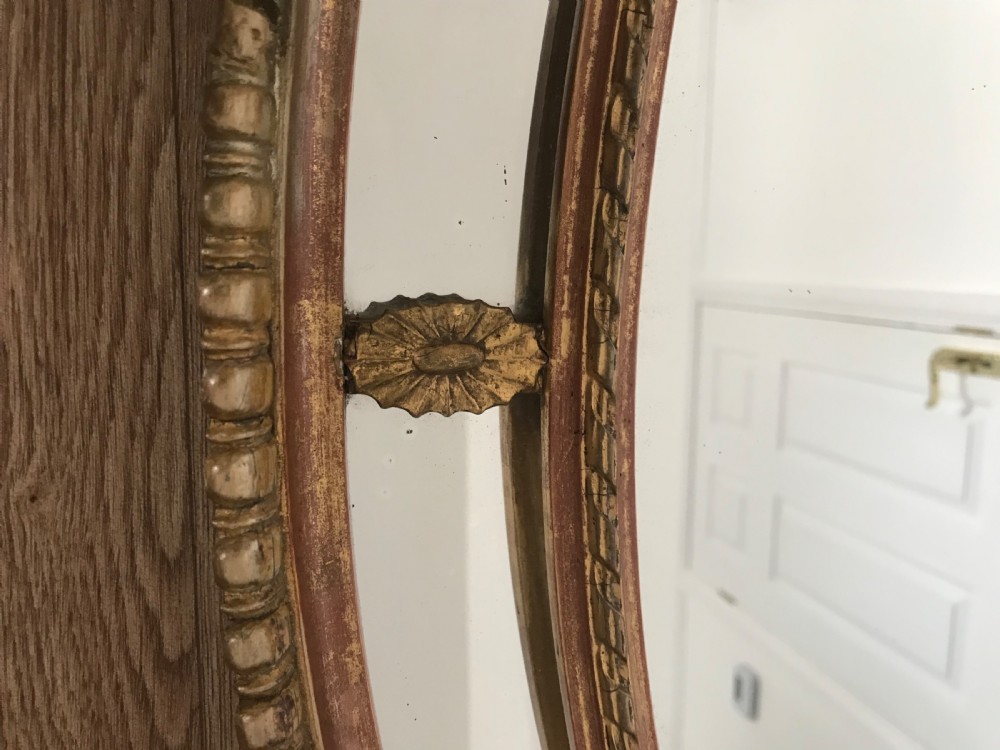 Oval Mirror Late Victorian Decorative Sectional Gilt Gesso Frame With Patera Flower Rosettes And Gadrooned Edging View VIII