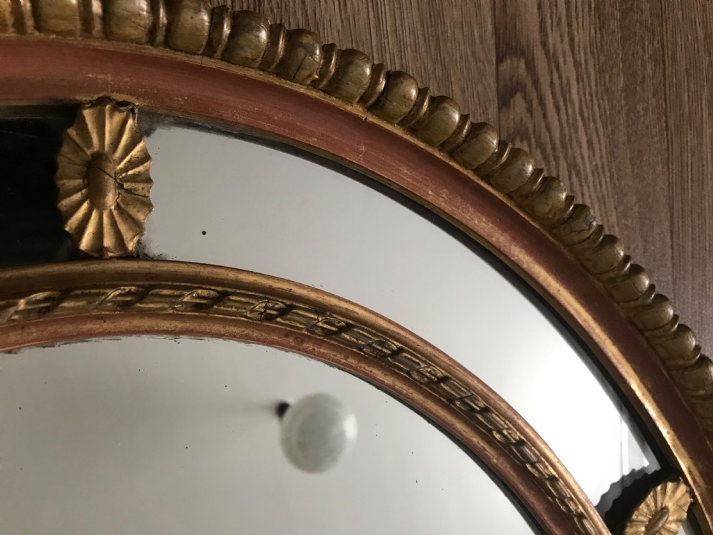 Oval Mirror Late Victorian Decorative Sectional Gilt Gesso Frame With Patera Flower Rosettes And Gadrooned Edging View XIV