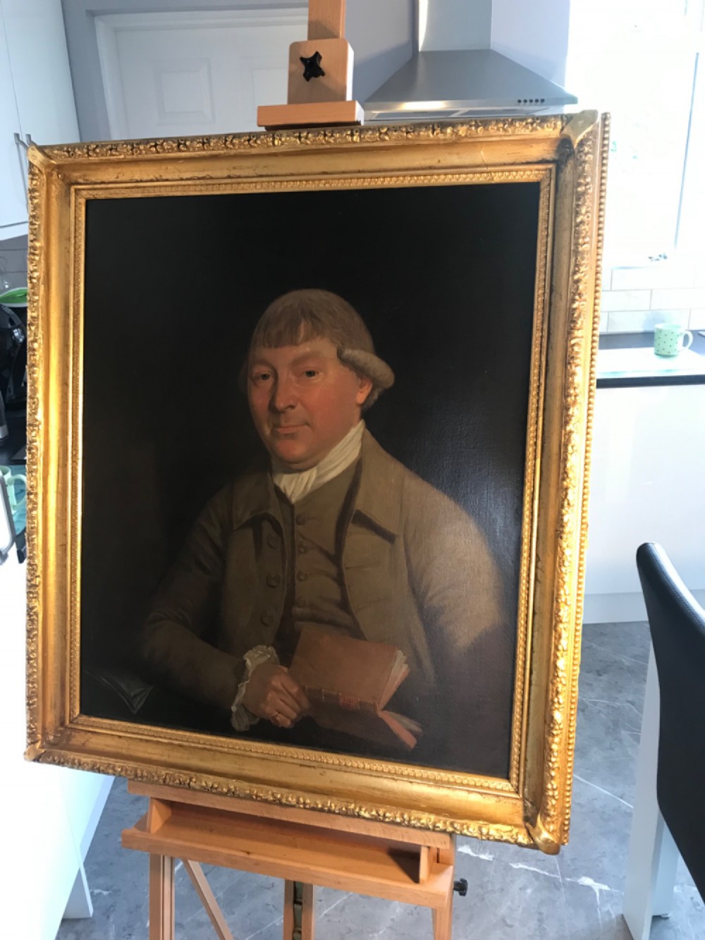 An 18th-century oil portrait depicting a male medical physician rendered in rich dark tones on canvas. View IV