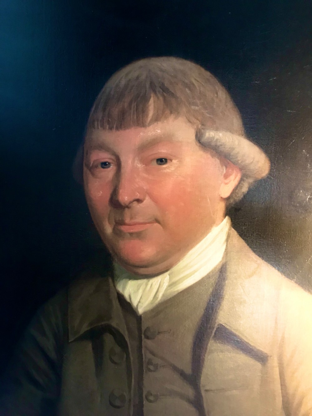 An 18th-century oil portrait depicting a male medical physician rendered in rich dark tones on canvas. View VI