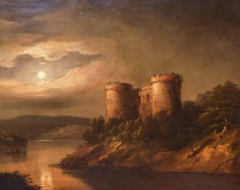 Scottish Loch Oil Painting Circle Of Alexander Nasmyth 1758-1840 Castle Portraits View III