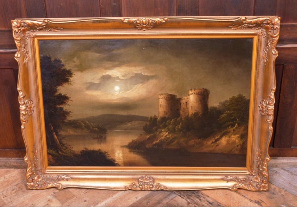 Scottish Loch Oil Painting Circle Of Alexander Nasmyth 1758-1840 Castle Portraits View IV