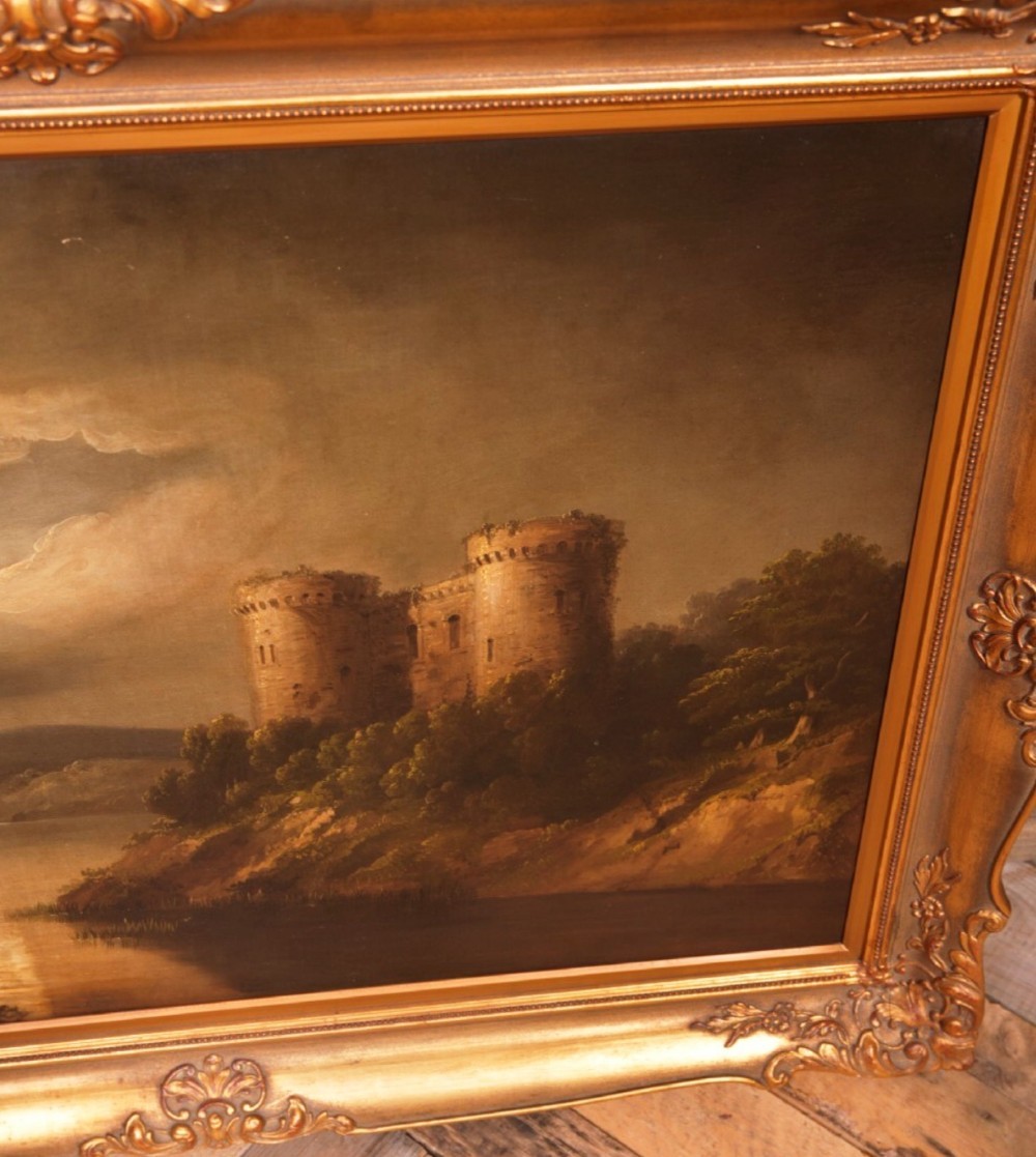 Scottish Loch Oil Painting Circle Of Alexander Nasmyth 1758-1840 Castle Portraits View VI