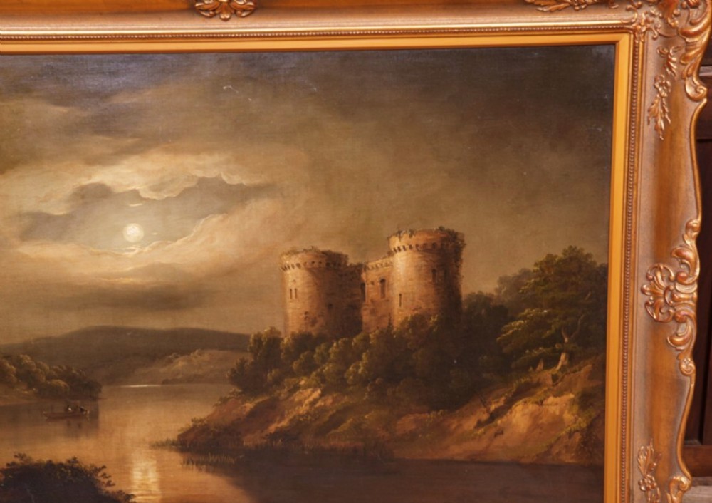 Scottish Loch Oil Painting Circle Of Alexander Nasmyth 1758-1840 Castle Portraits View VIII