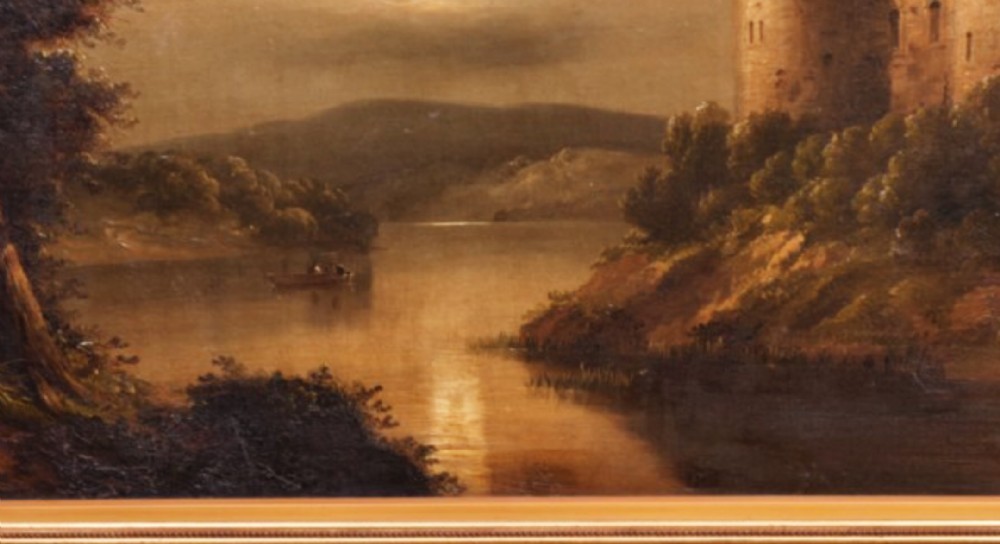 Scottish Loch Oil Painting Circle Of Alexander Nasmyth 1758-1840 Castle Portraits View IX