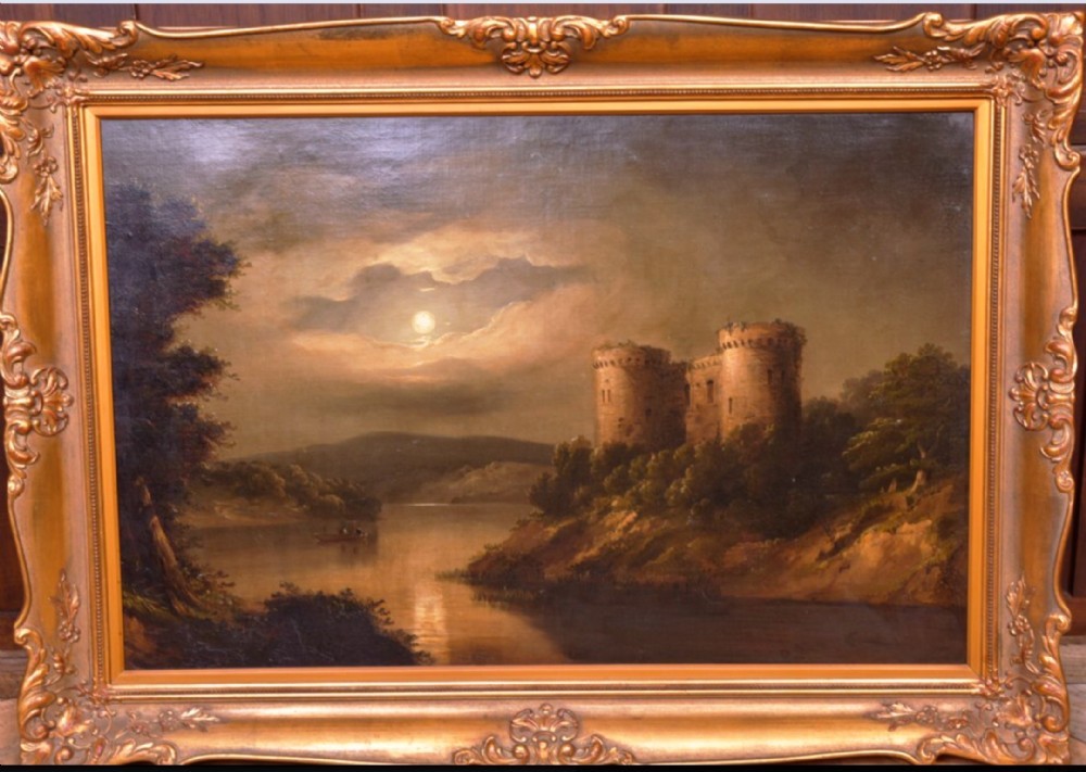 Scottish Loch Oil Painting Circle Of Alexander Nasmyth 1758-1840 Castle Portraits View XI