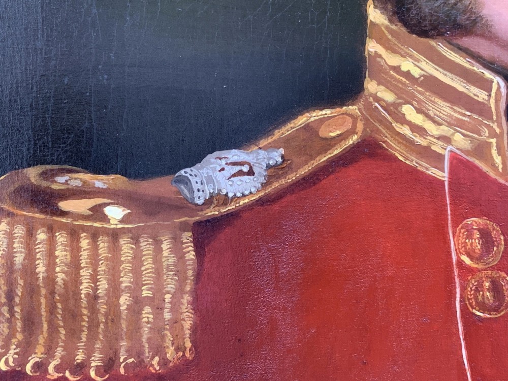 A 19th-century oil portrait of a British military officer depicted in regimental uniform on canvas. View VIII