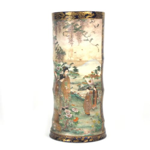 Unusual Japanese Satsuma Bamboo shaped vase