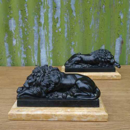 Pair of Grand Tour Bronze Canova Lions