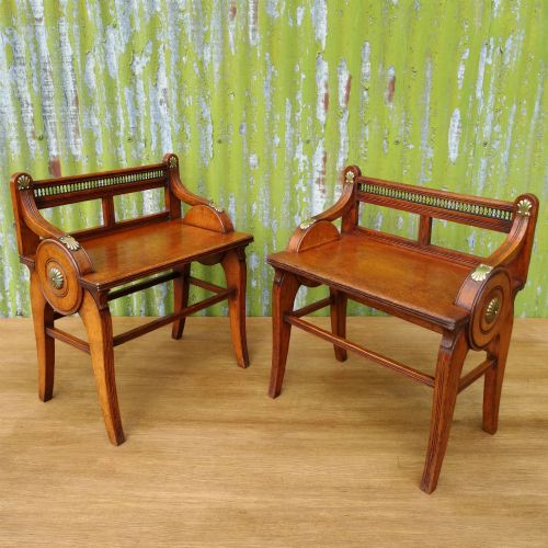 Pair of Shoolbred Hall Seats