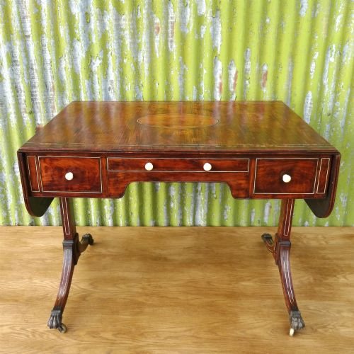 fig 1. Early 19th century Chinese export padouk, ivory & ebony inlaid sofa table