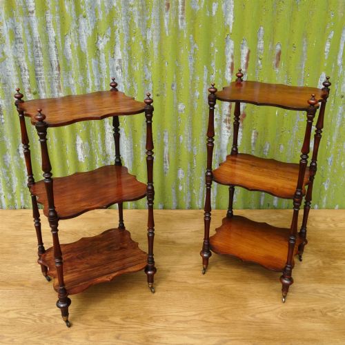 Pair of Late Regency Rosewood Whatnots