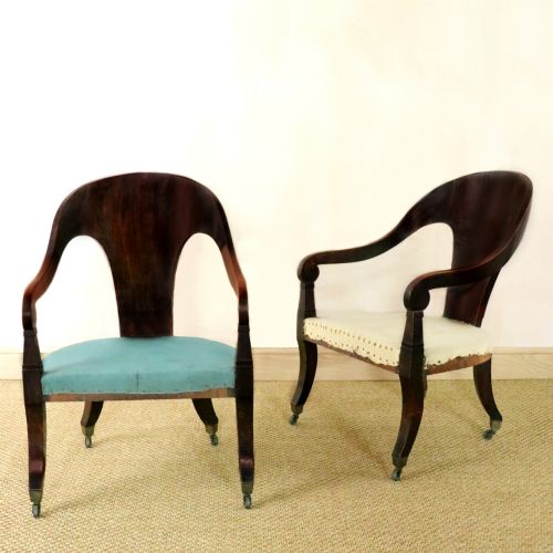 Pair of Regency Roman Library Armchairs