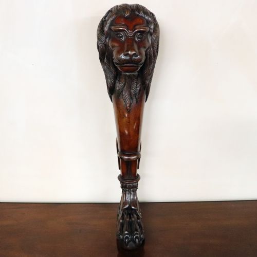 Regency Carved Mahogany Lion Monopodia