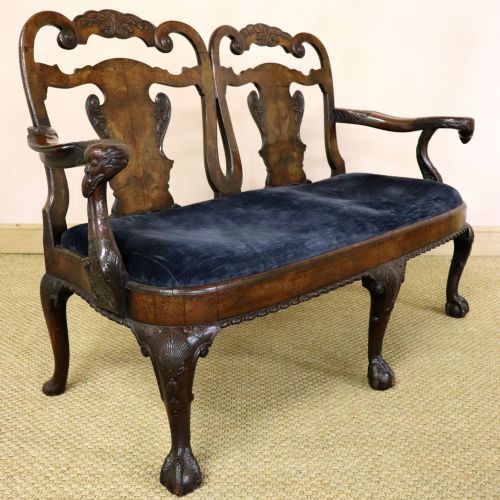 Antique George II Style Walnut Chair Back Settee
