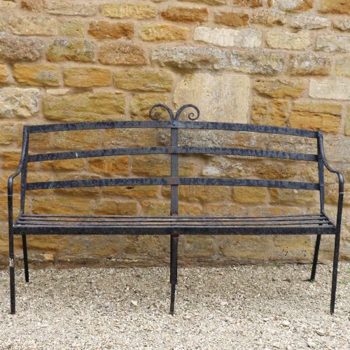 EARLY 19TH CENTURY WROUGHT IRON GARDEN BENCH - ADDITIONAL PHOTO 1