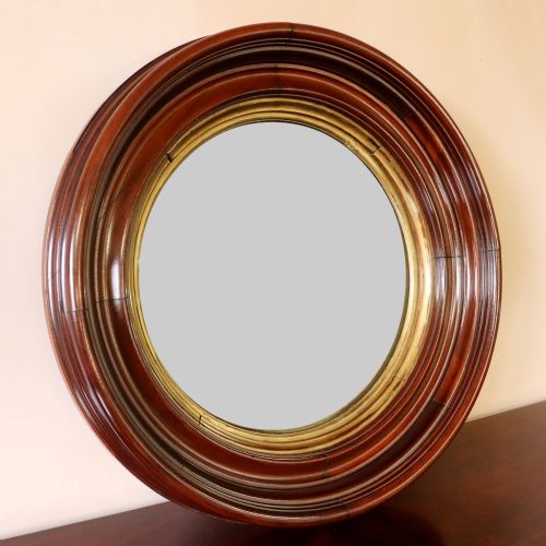 Antique Mahogany Convex Mirror