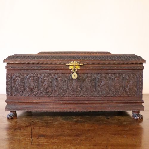 fig 1. Rare and Fine Mid 19th Century Indian Carved Sandalwood Casket