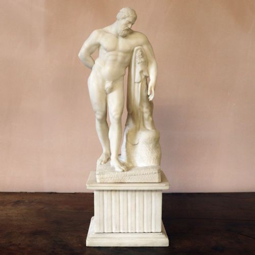 19th Century Grand Tour Carved Alabaster Farnese Hercules
