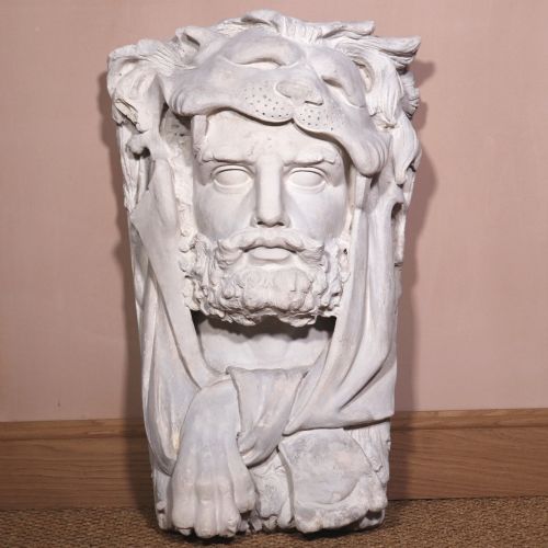 Large Early 19th Century Plaster Keystone Mask of Hercules