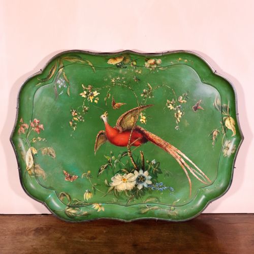 fig 1. Set of Four Regency Apple Green Papier-mâché Trays by Jennens & Bettridge