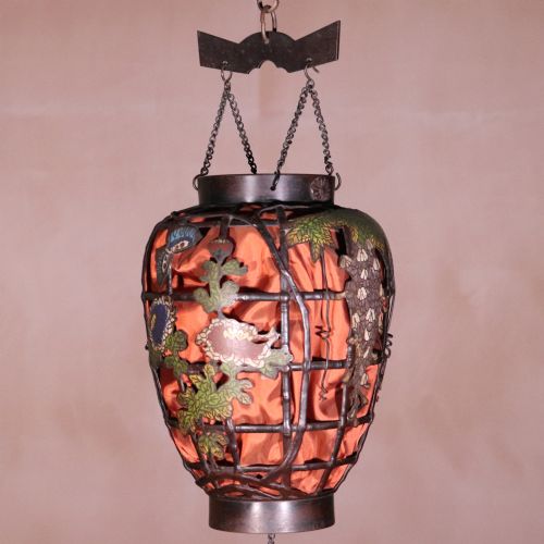 ANTIQUE CHINESE BRONZE AND CHAMPLEVE ENAMEL LANTERN - ADDITIONAL PHOTO 1
