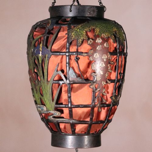 ANTIQUE CHINESE BRONZE AND CHAMPLEVE ENAMEL LANTERN - ADDITIONAL PHOTO 2