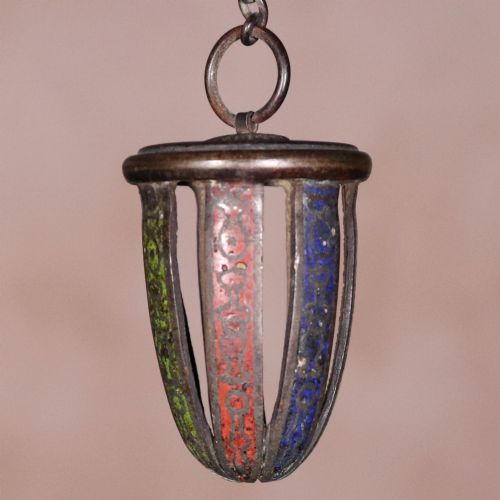 ANTIQUE CHINESE BRONZE AND CHAMPLEVE ENAMEL LANTERN - ADDITIONAL PHOTO 7